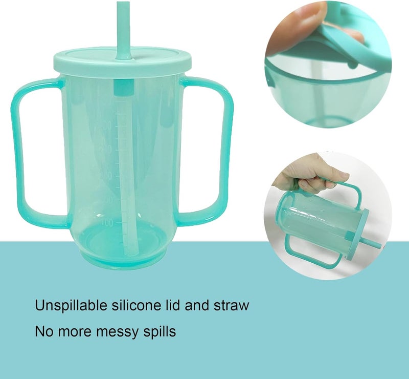 Qancesd Adult Sippy Cups for Elderly 12oz Sippy Cup with 2 Handles No Spill Cups for Adults Straw Cups Dysphagia Cups for Disabled Patients - Image 4